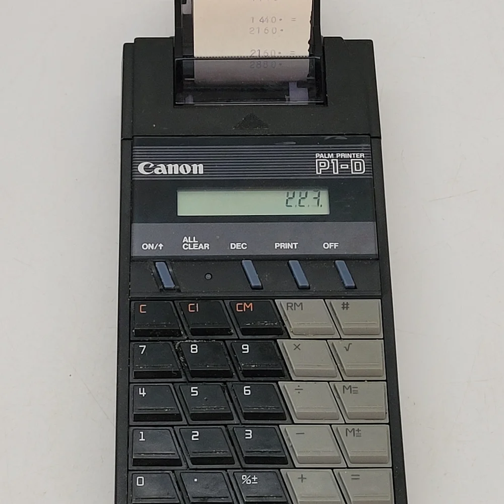 Rare Vintage (Lot Of 2) Canon PZ-D & P1-DIV Palm Printing Calculators W/PAPER. O